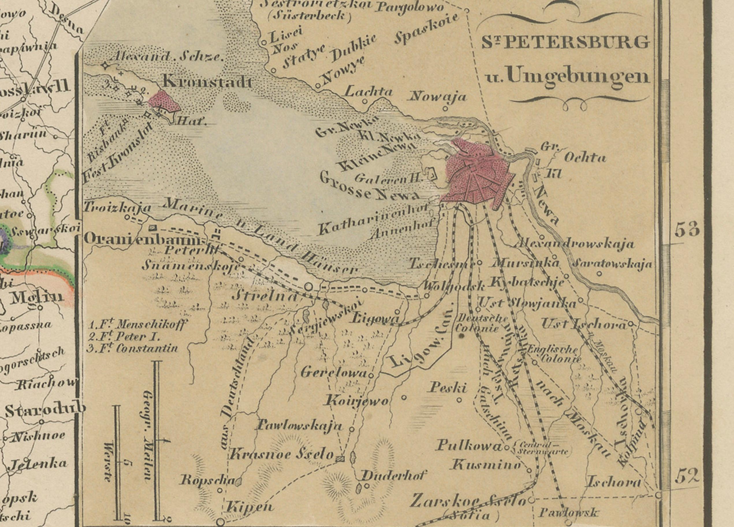 XIX secolo Mappa del 1858 degli Stati baltici e della Russia interna fino a Mosca - Justus Perthes in vendita
