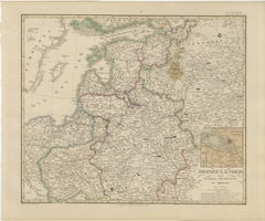 Mappa del 1858 degli Stati baltici e della Russia interna fino a Mosca - Justus Perthes