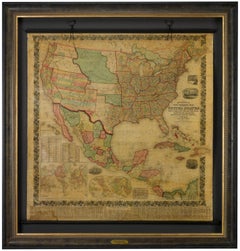Hänge-Wandkarte von 1858 „Mitchell''s New National Map Exhibiting the United States“