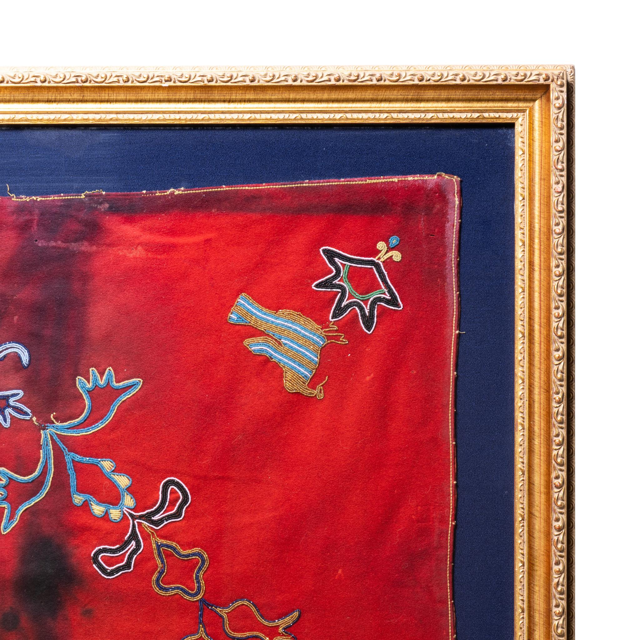 Beaded 1858 Presentation Beadwork on Red Stroud For Sale