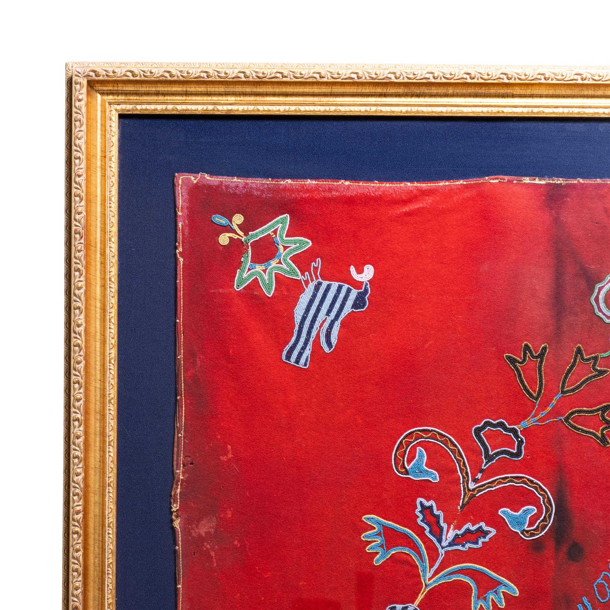 1858 Presentation Beadwork on Red Stroud In Good Condition For Sale In Coeur d'Alene, ID