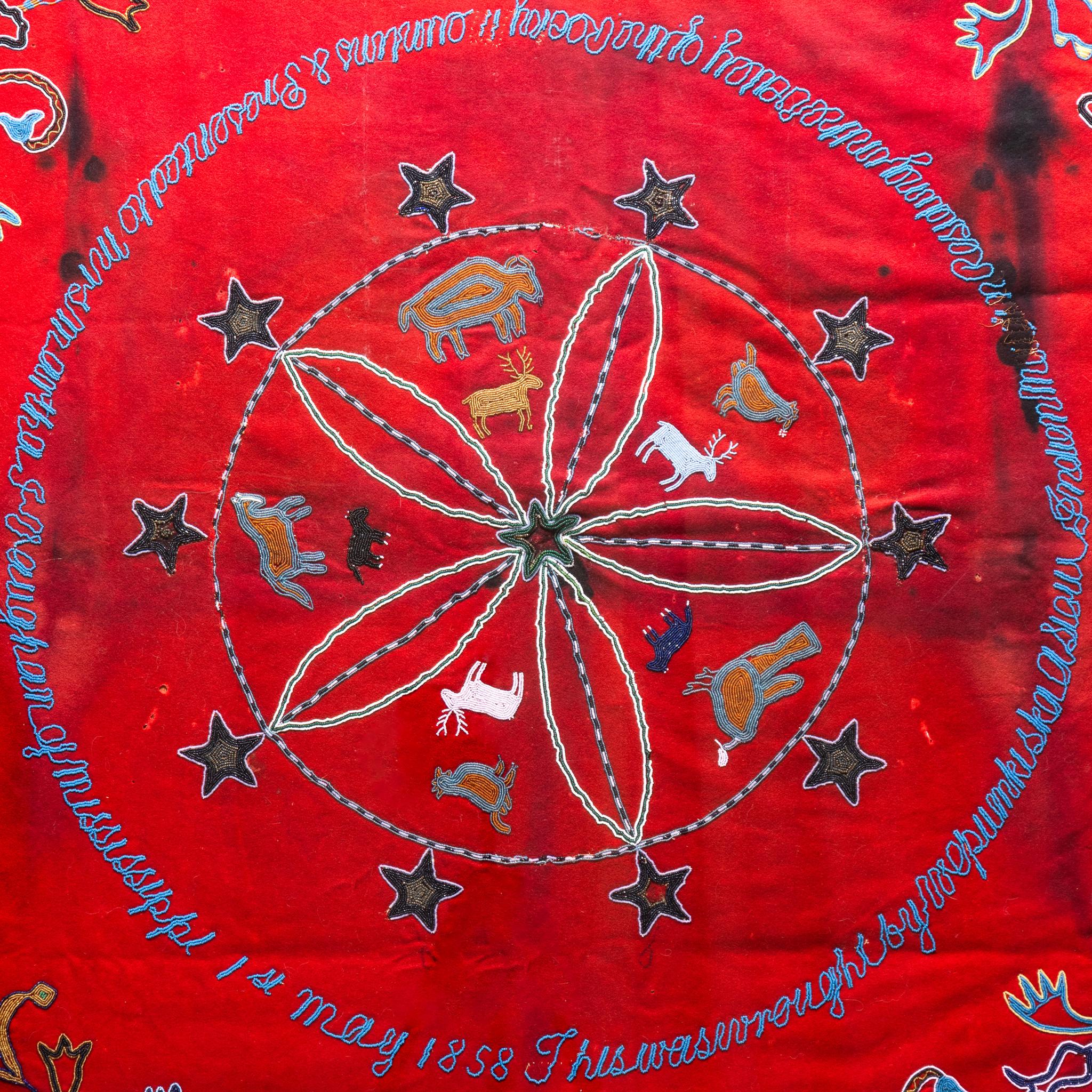 19th Century 1858 Presentation Beadwork on Red Stroud For Sale