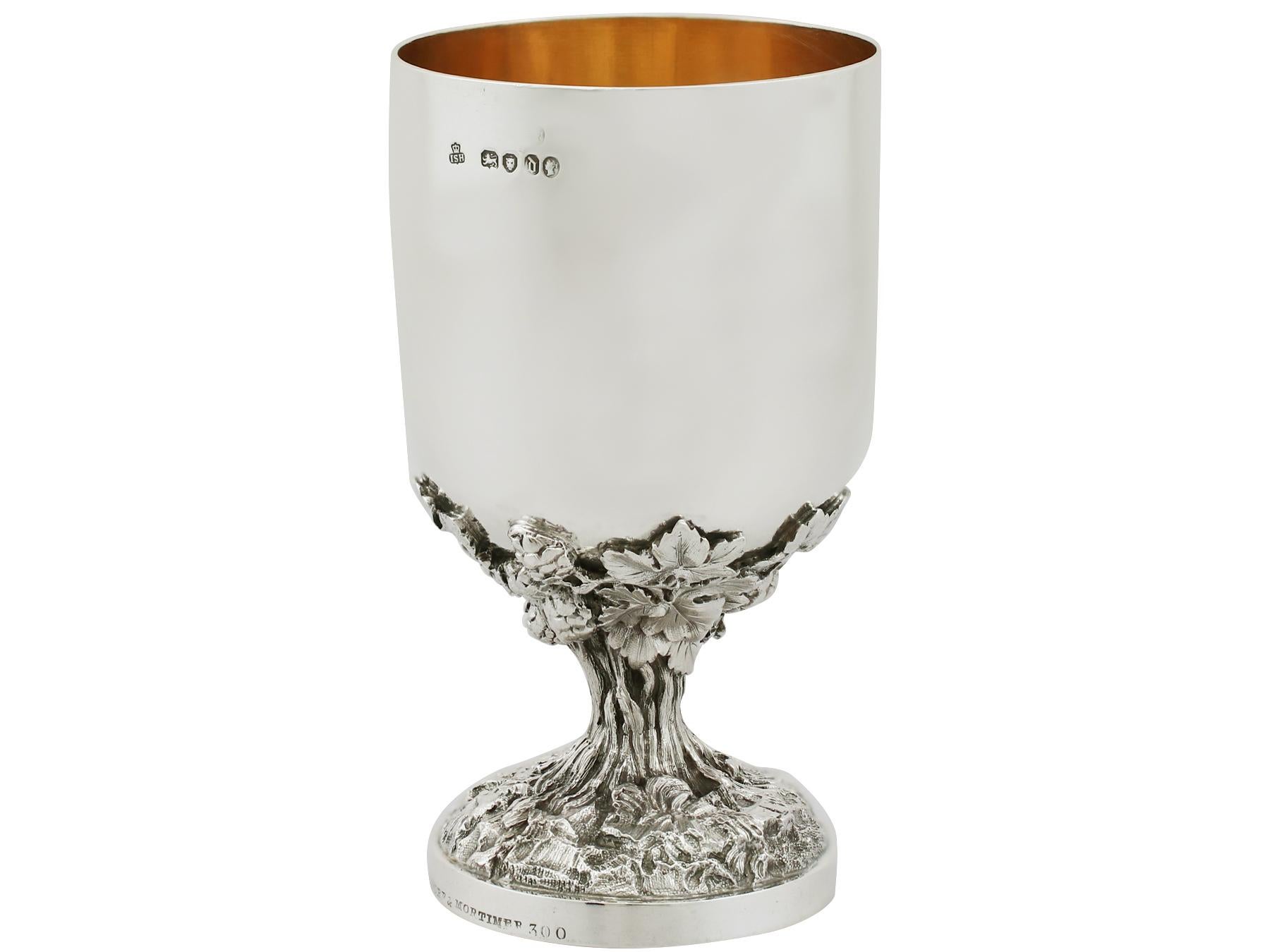 English 1859 Antique Victorian Sterling Silver Goblet by John Samuel Hunt