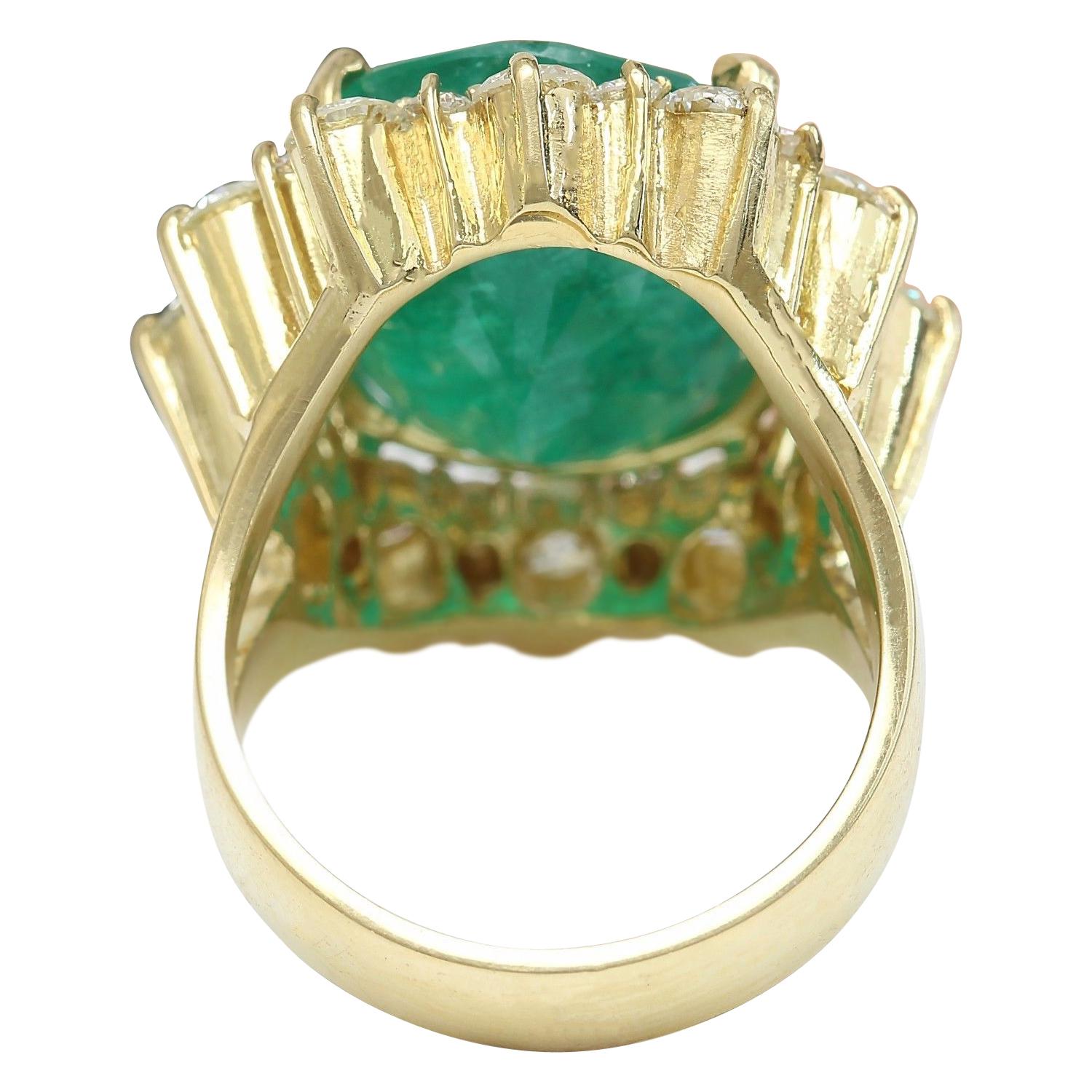 Oval Cut Natural Emerald Diamond Ring In 14 Karat Solid Yellow Gold  For Sale