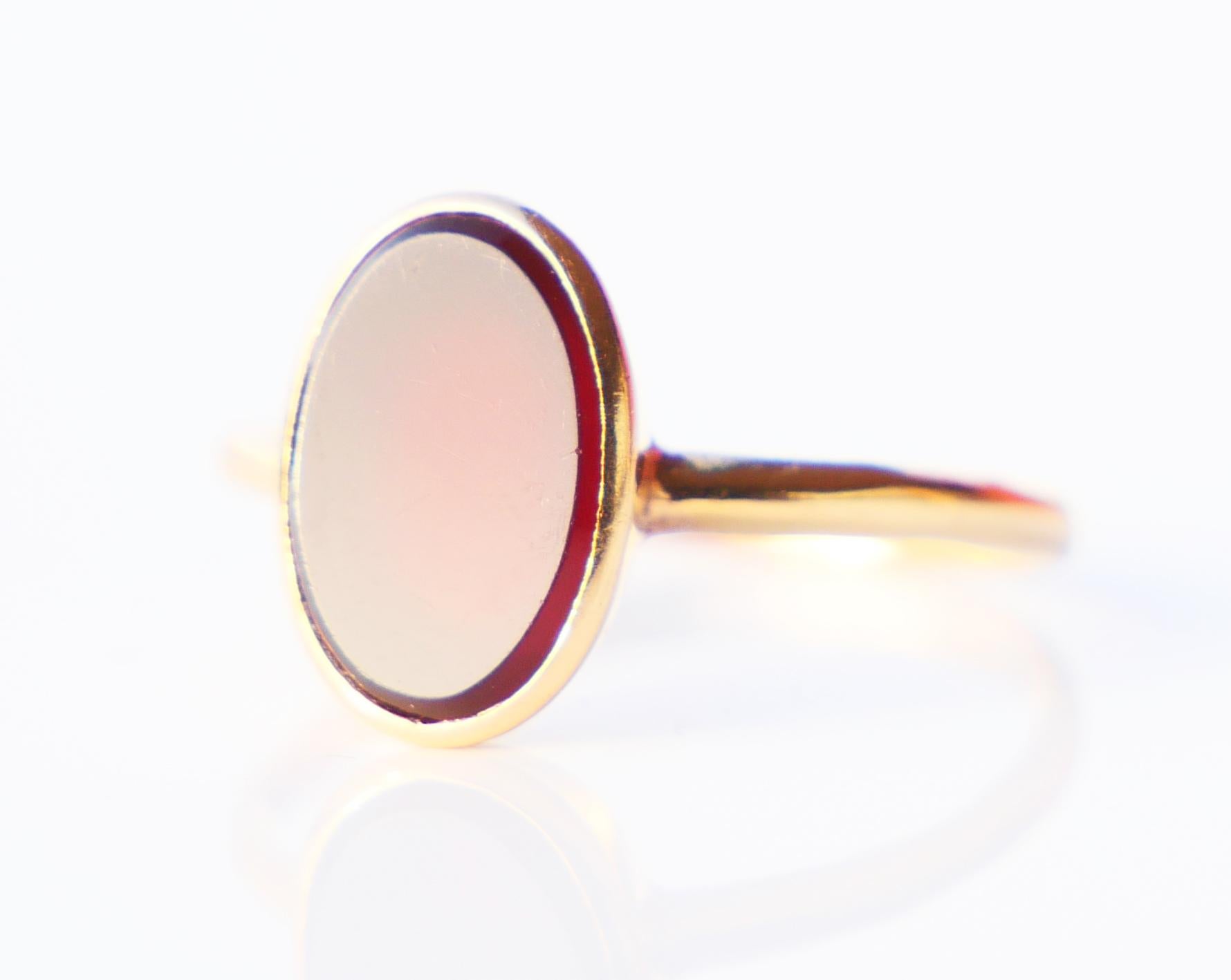Aesthetic Movement 1859 Nordic Signet Ring Red Onyx solid 20K Gold Ø US5 / 1.7 gr For Sale