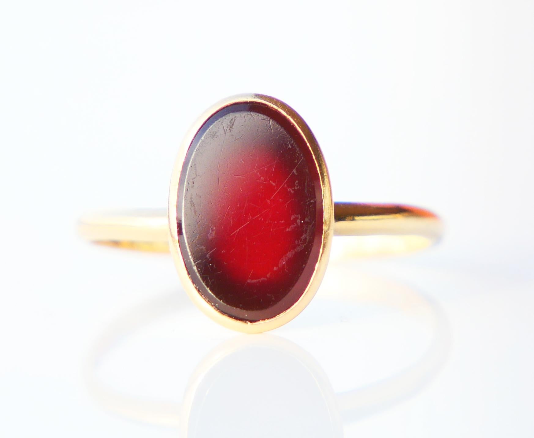 1859 Nordic Signet Ring Red Onyx solid 20K Gold Ø US5 / 1.7 gr For Sale 1