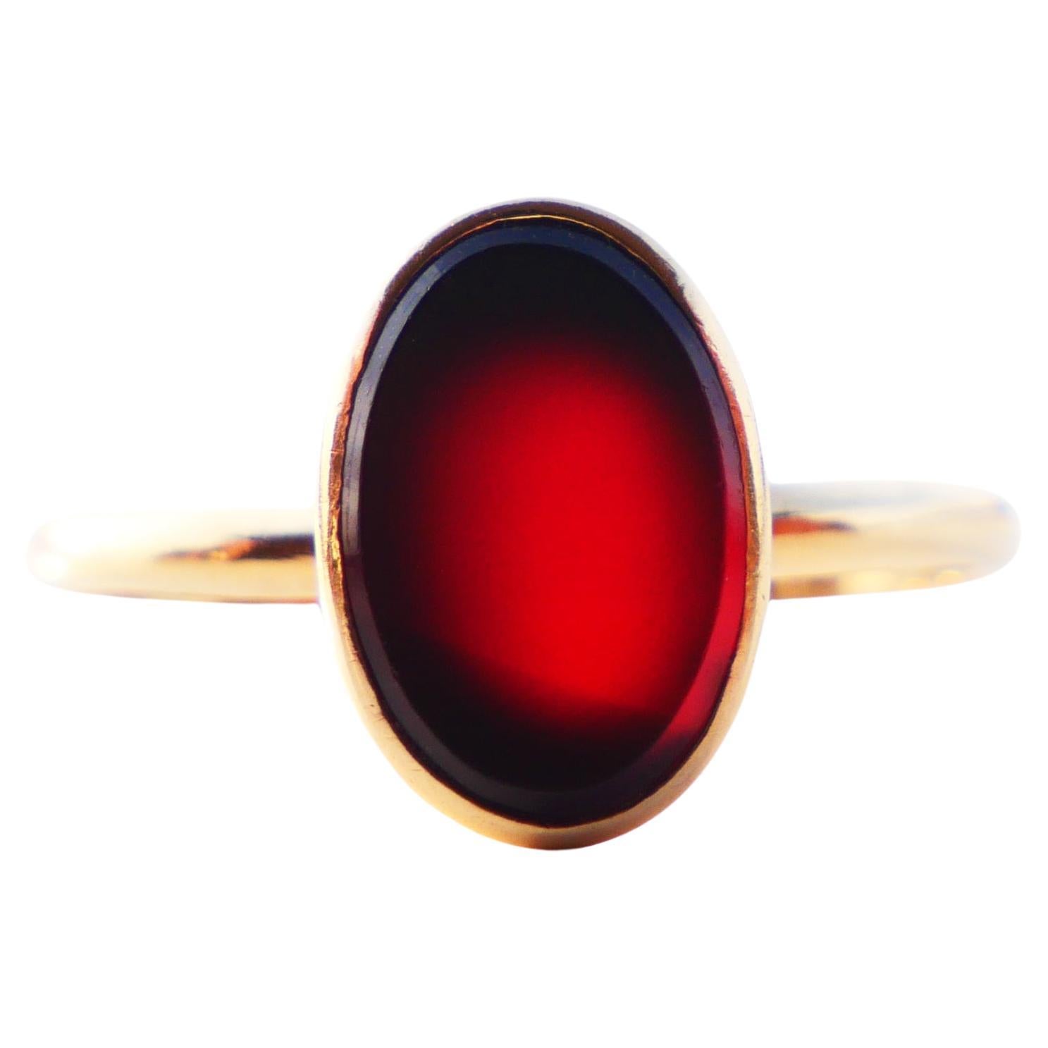 1859 Nordic Signet Ring Red Onyx solid 20K Gold Ø US5 / 1.7 gr For Sale