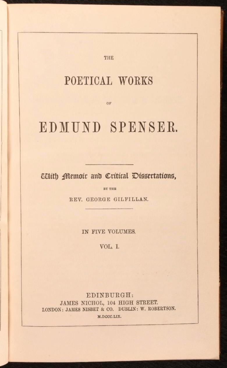 Britannique 1859 Les œuvres poétiques d'Edmund Spenser en vente