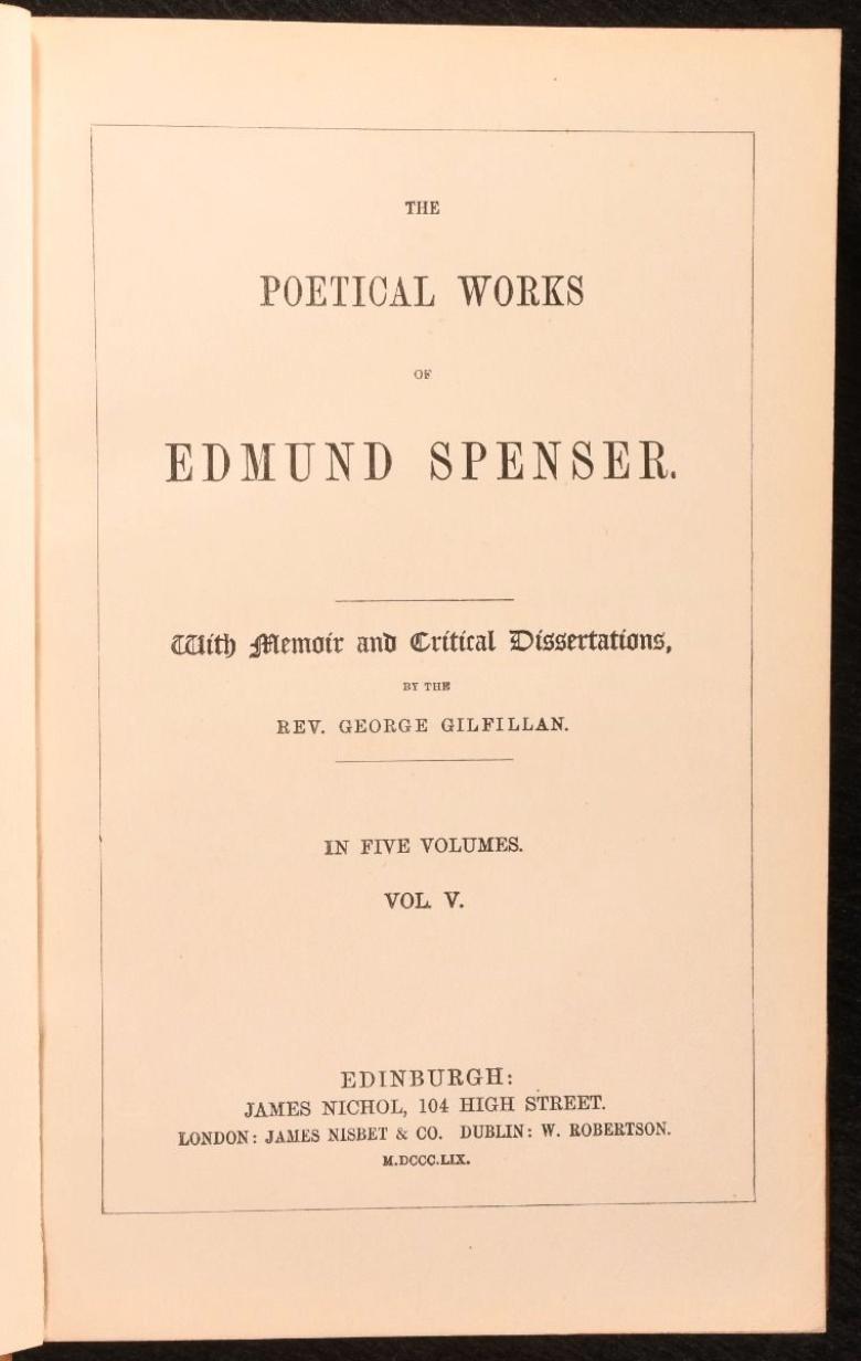 1859 Les œuvres poétiques d'Edmund Spenser en vente 2