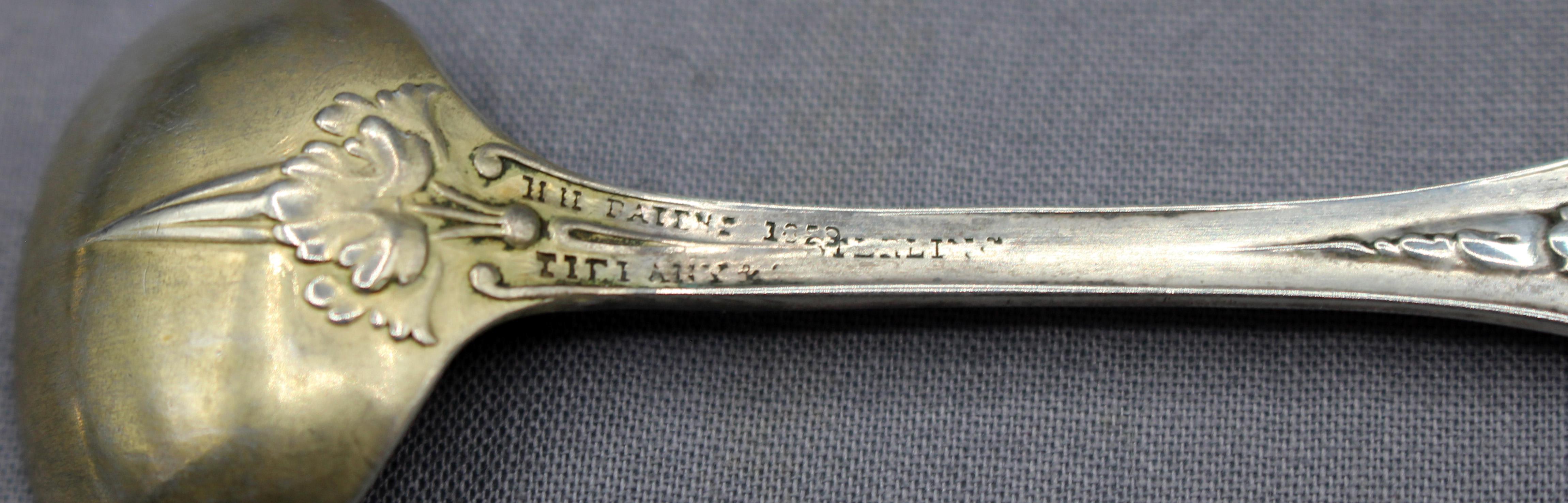 American 1859 Tiffany & Co Sterling Silver Condiment Ladle and Master Salt Spoons For Sale