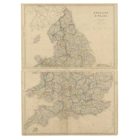 1859 Vintage Maps of England and Wales: Blackie's Imperial Geographic Detail