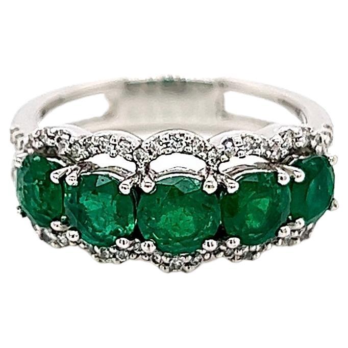 1.85 Carat Green Emerald and Diamond Ladies Ring For Sale