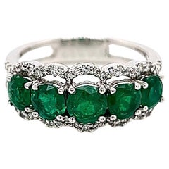 1.85 Carat Green Emerald and Diamond Ladies Ring