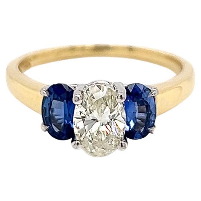 1.85 Total Carat Sapphire and Diamond Ladies Ring For Sale