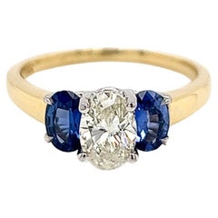 1.85 Total Carat Sapphire and Diamond Ladies Ring