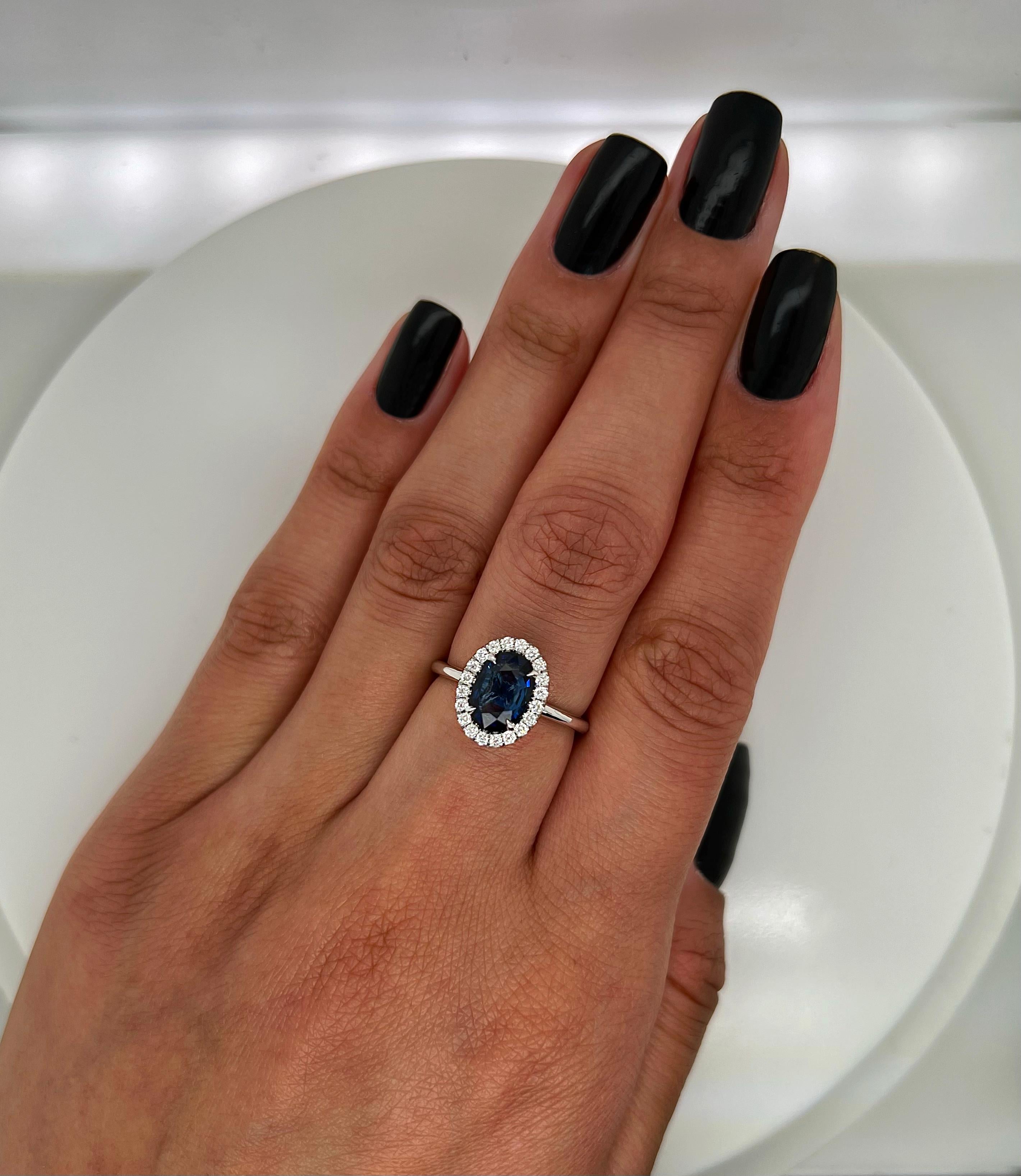Oval Cut 2.15 Total Carat Sapphire Diamond Ladies Ring For Sale