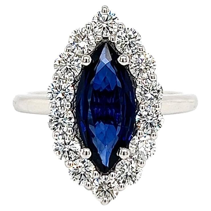 2.98 Total Carat Sapphire Diamond Ladies Ring For Sale