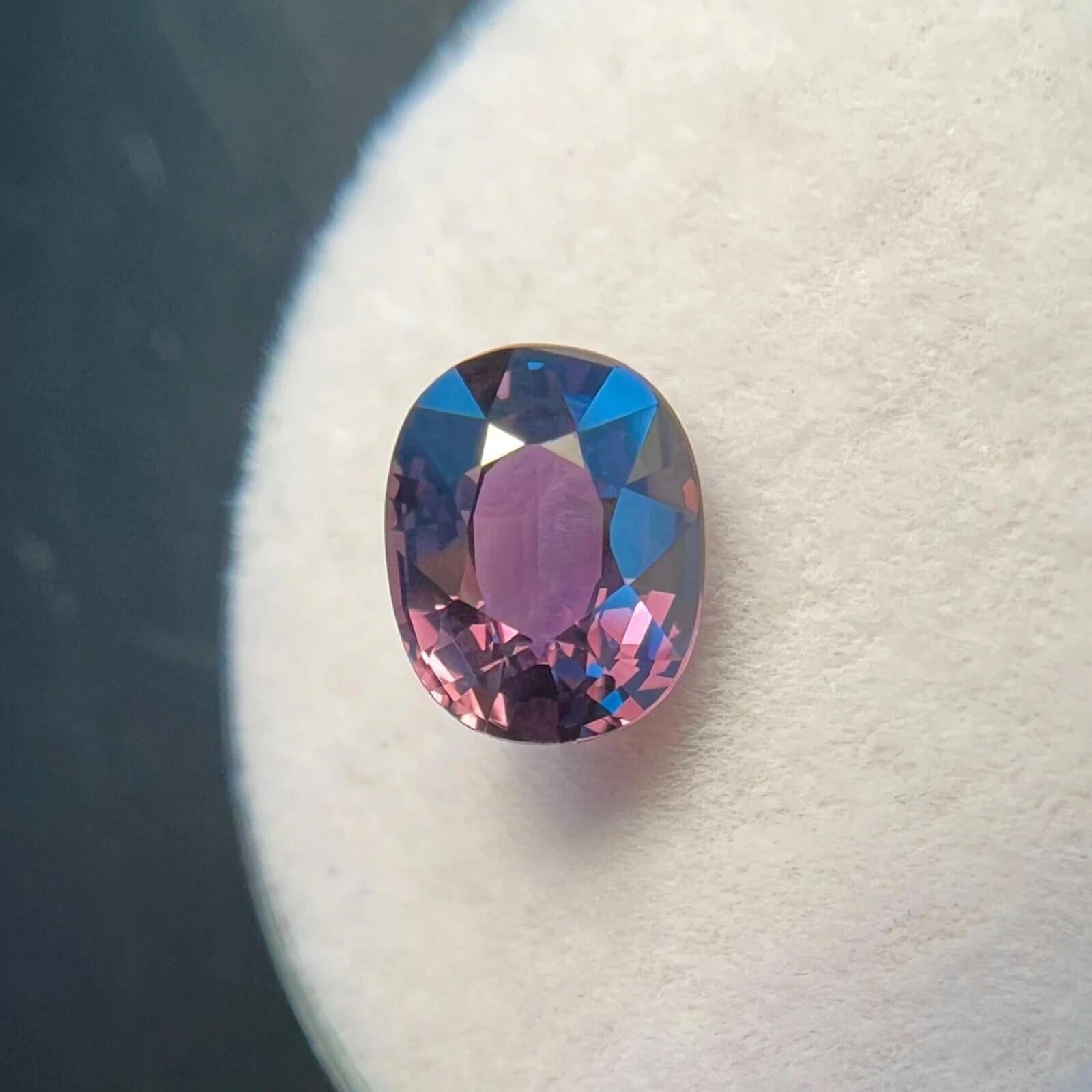 1,85ct Cambio de color zafiro rosa púrpura sin tratar rara gema oval 7,5x6mm VVS en venta 2