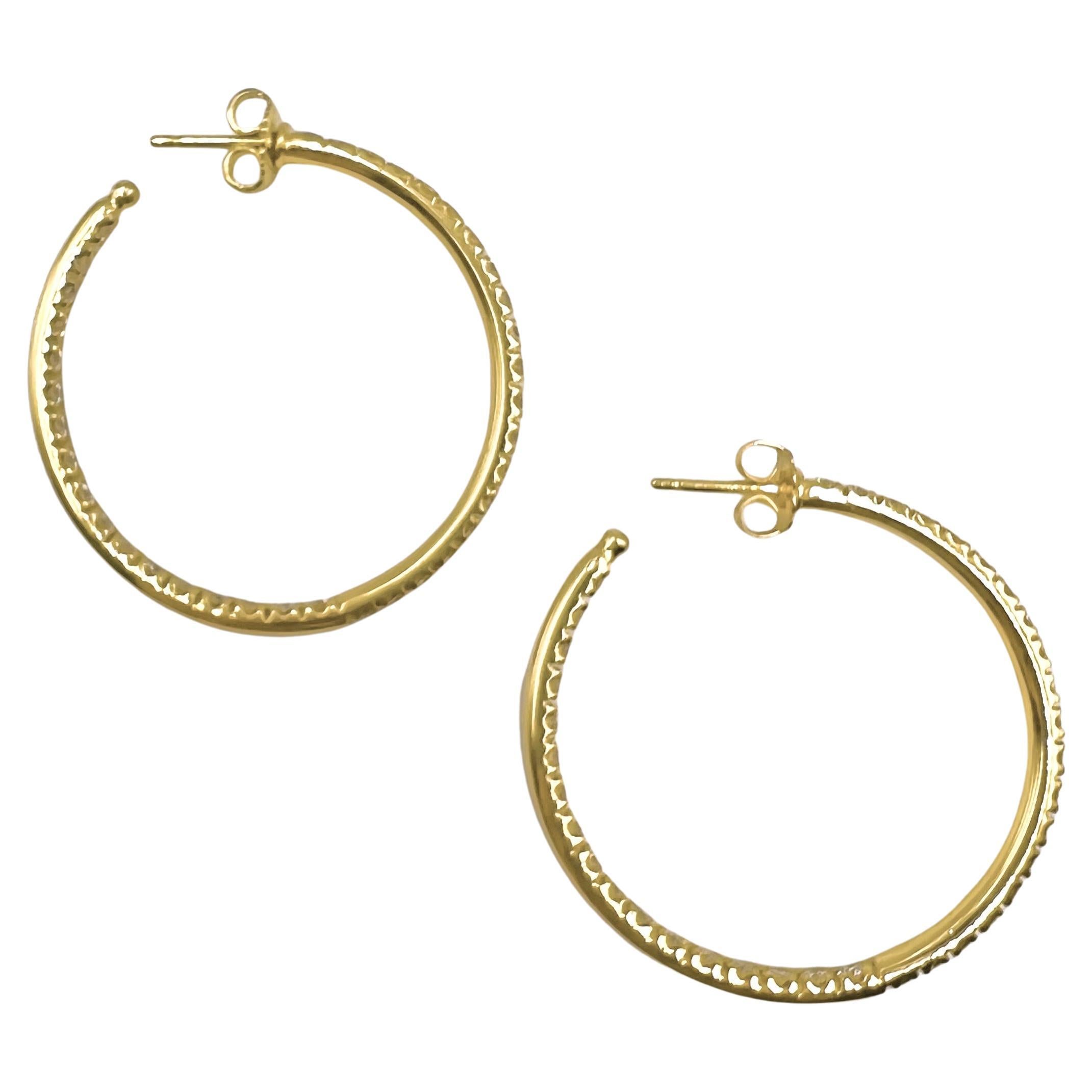 Modern 1.85ct Diamond 18kt Yellow Gold Hoop Earrings