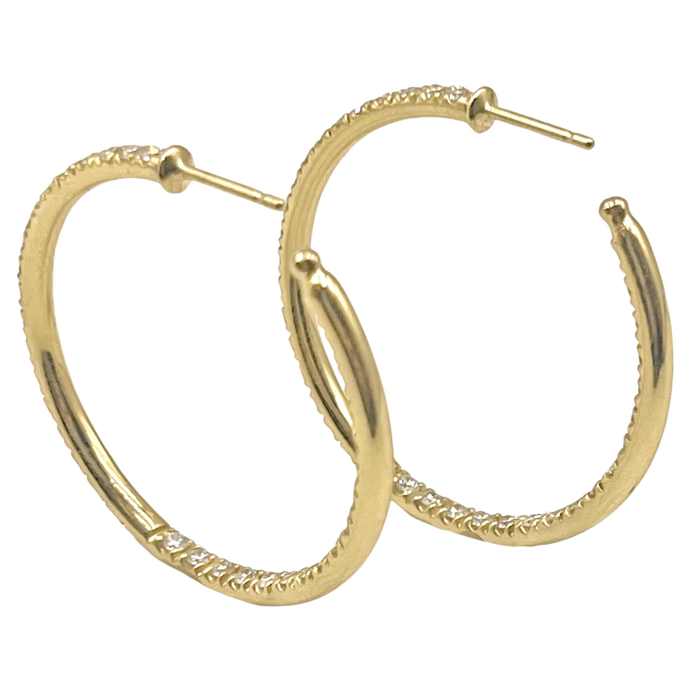 Brilliant Cut 1.85ct Diamond 18kt Yellow Gold Hoop Earrings