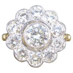 1.85ct Diamond Daisy Halo Cluster Ring Set in 18ct Yellow Gold and Platinum