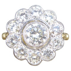 1.85ct Diamond Daisy Halo Cluster Ring set in 18ct Yellow Gold and Platinum