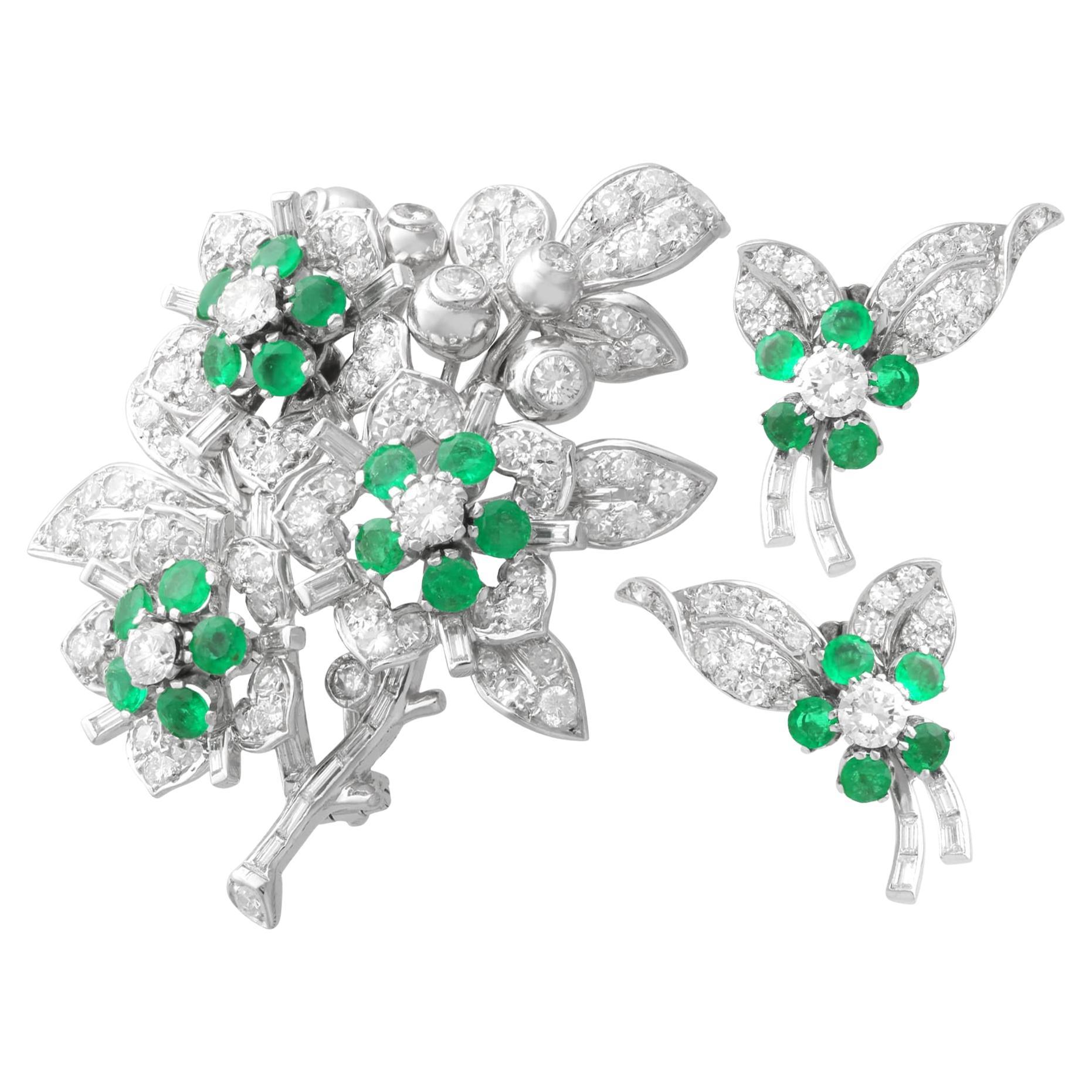 1,85ct Smaragd und 7,10ct Diamant, Platin-Schmuck-Set - Vintage CIRCA 1945 im Angebot