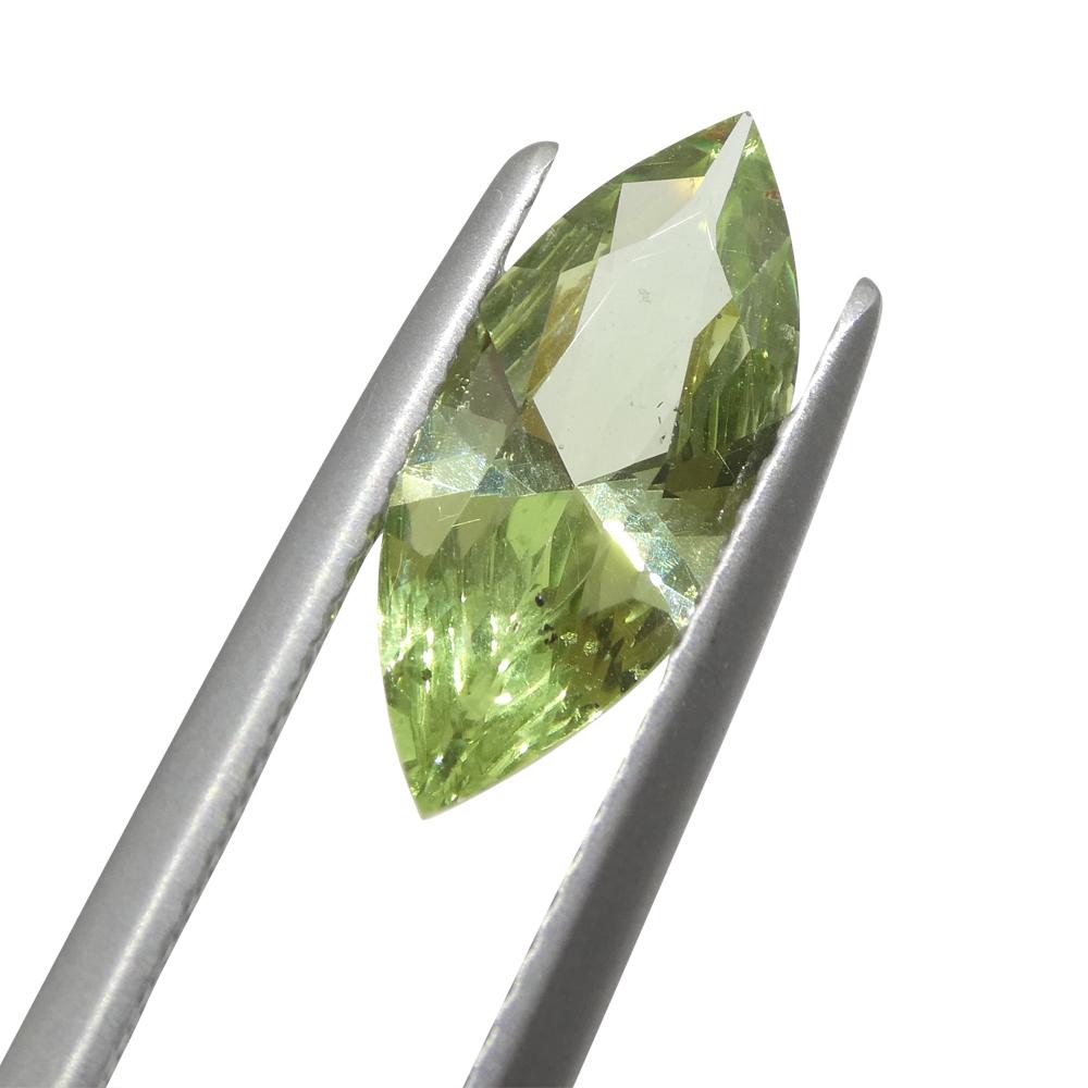 Brilliant Cut 1.85ct Marquise Green Mint Garnet from Tanzania For Sale