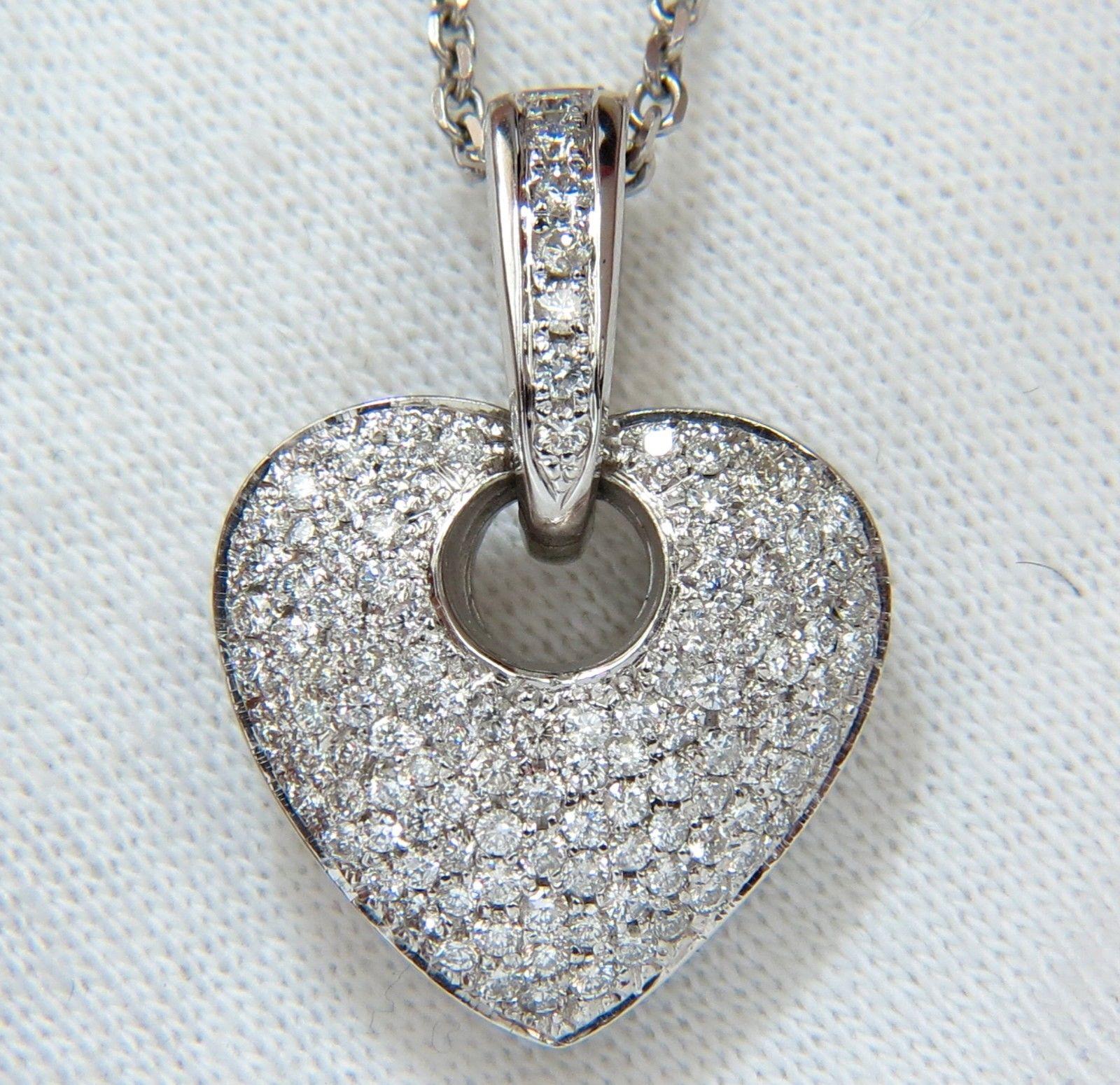 Round Cut 1.85CT Natural Diamond Modified Mod Dangle Heart Pendant Bead Set 18KT VS For Sale