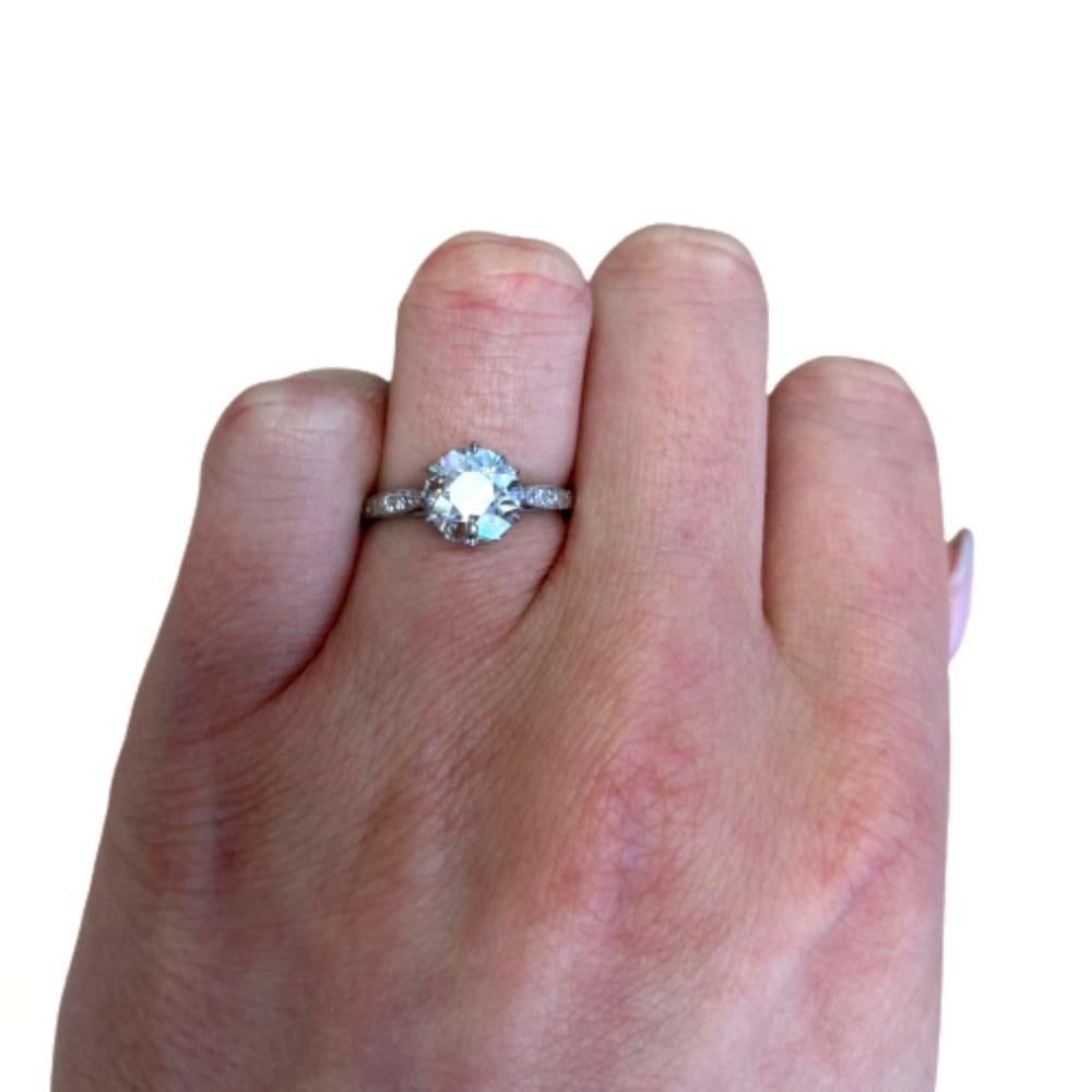 Bague de fiançailles en platine avec un diamant ancien de taille européenne de 1,85ct Excellent état - En vente à New York, NY