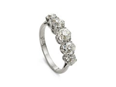 1.85ct Old Mine Cut Diamond 18K White Gold Five Stone Engagement Ring