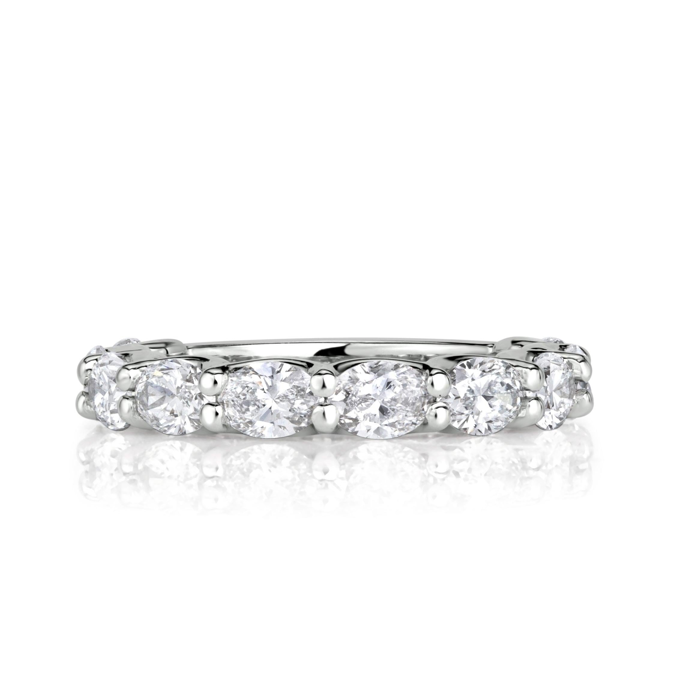 1.85ct Oval Cut Diamond Band in Platinum For Sale