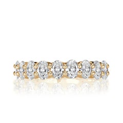 1.85ct Oval Cut Diamond Wedding Band in 18k Champagne Yellow Gold