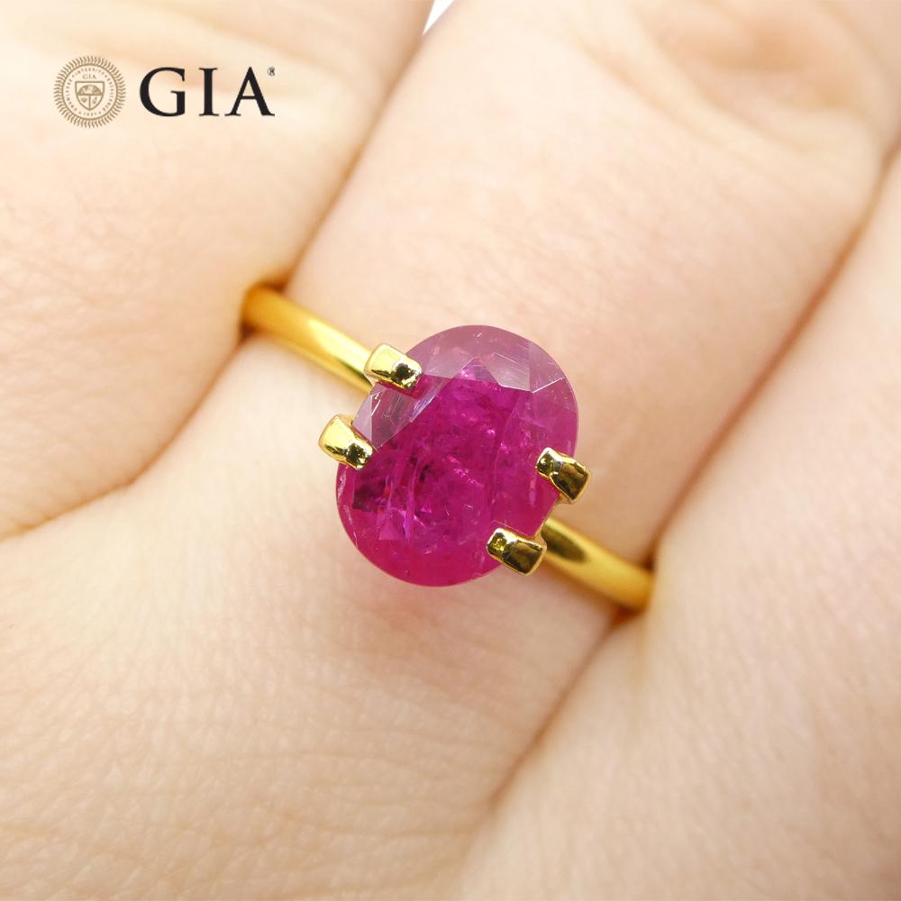 1.85ct Rubino ovale rosso violaceo certificato GIA Mozambico in vendita 8