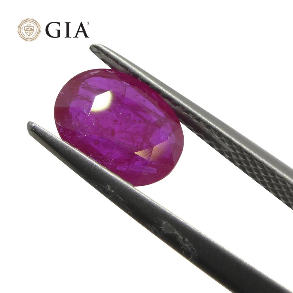 1.85ct Rubino ovale rosso violaceo certificato GIA Mozambico in vendita 9