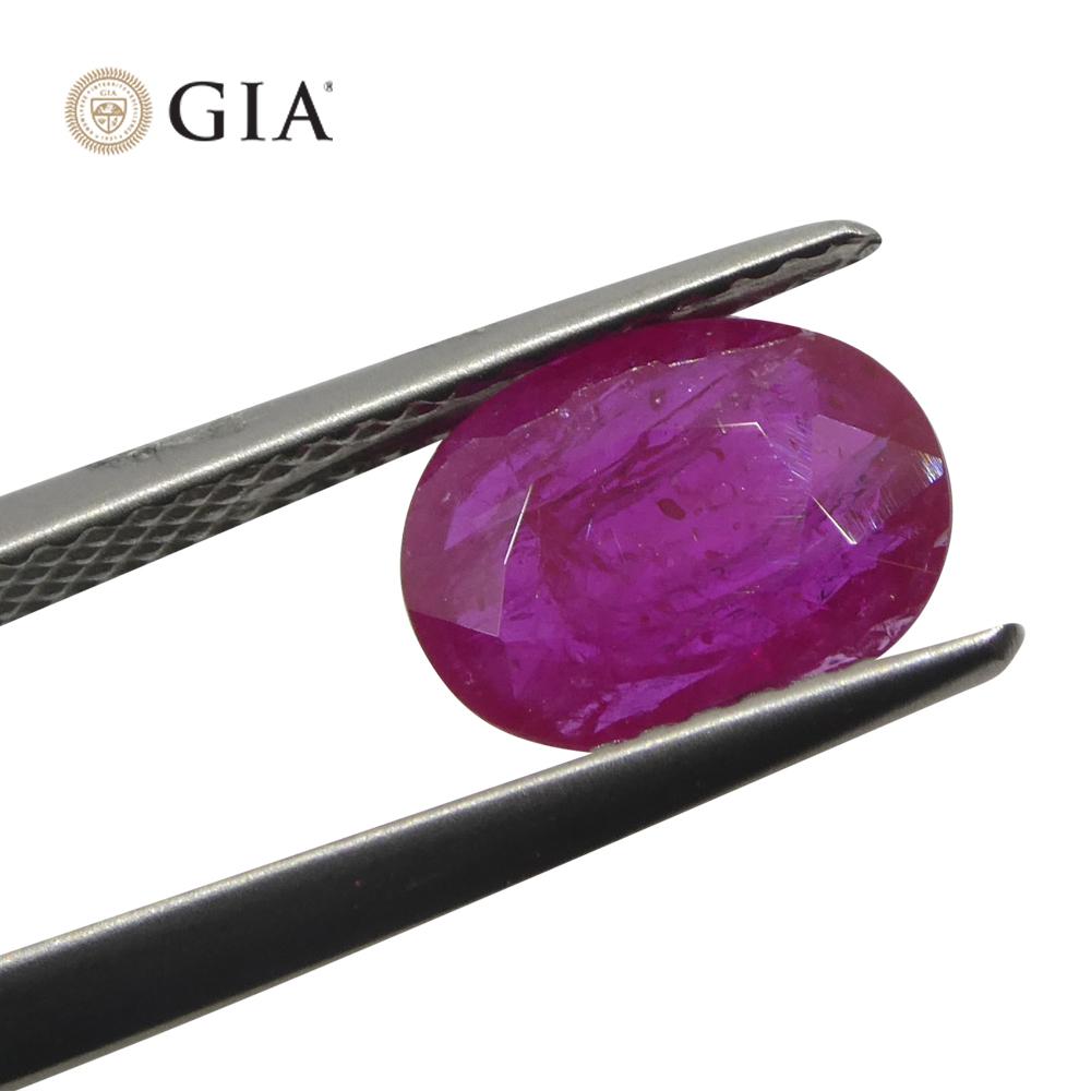 1.85ct Oval Purplish Red Ruby GIA Certified Mozambique In New Condition For Sale In Toronto, Ontario