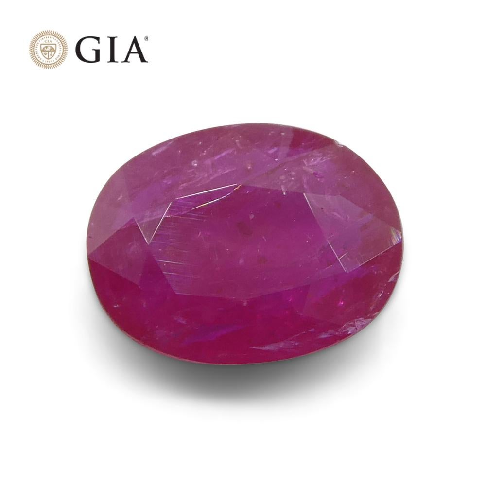 1.85ct Oval Purplish Red Ruby GIA Certified Mozambique For Sale 1