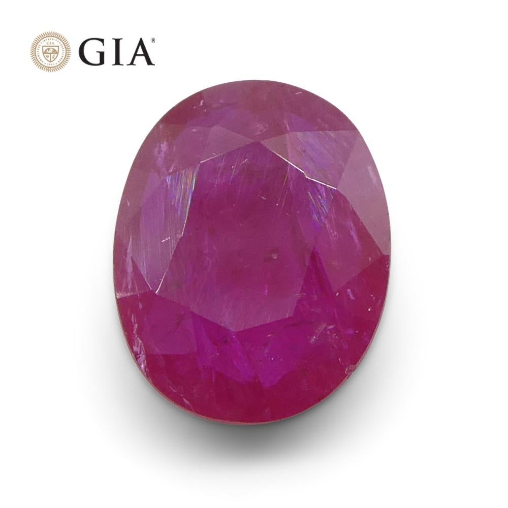 1.85ct Oval Purplish Red Ruby GIA Certified Mozambique For Sale 2