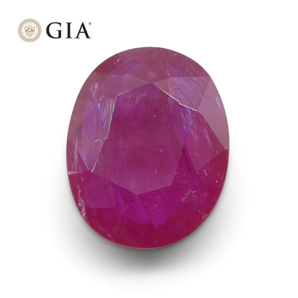 1.85ct Rubino ovale rosso violaceo certificato GIA Mozambico in vendita 2