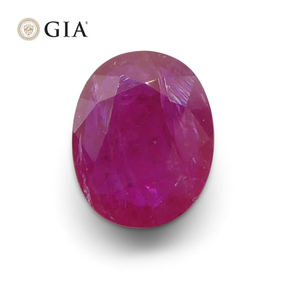 1.85ct Rubino ovale rosso violaceo certificato GIA Mozambico in vendita 3