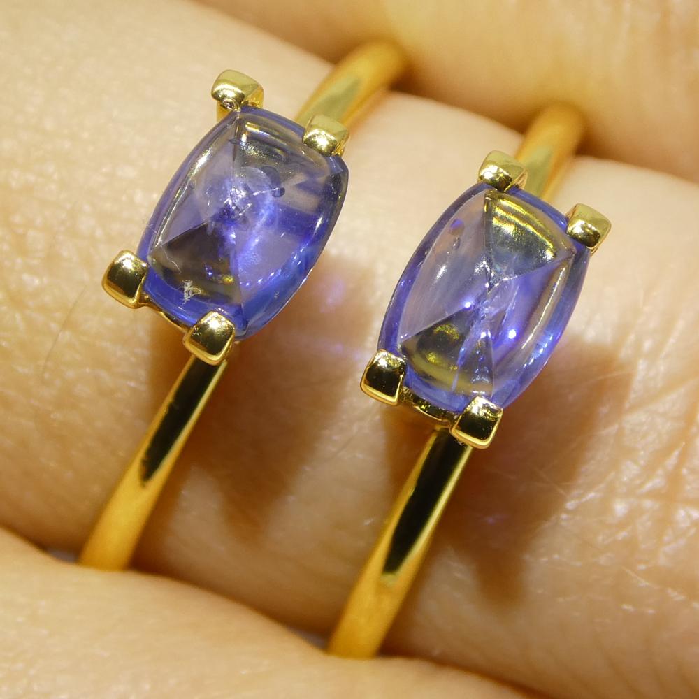 1,85ct Coppia (2) Zaffiri Blu Cabochon Sugarloaf a cuscino dalla Birmania in vendita 8