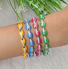 1.85Ct Round Brilliant Diamond Red Enamel Shell 10k White Gold Handmade Jewelry