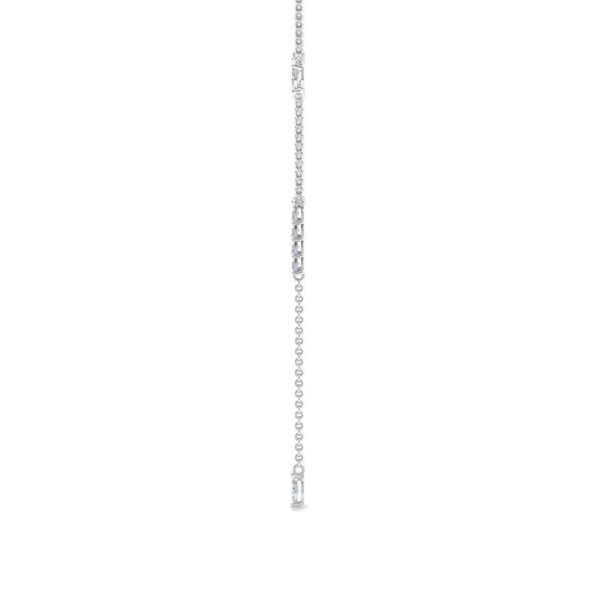 Marquise Cut 1.85ct SI Clarity HI Color Marquise Diamond Lariat Necklace 14 Karat White Gold For Sale