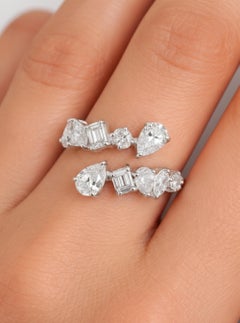 1.85ct SI/H Multi Cut Diamond Bypass Ring 18k White Gold