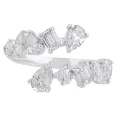 1.85ct SI/H Multi Cut Diamond Bypass Ring 18k White Gold