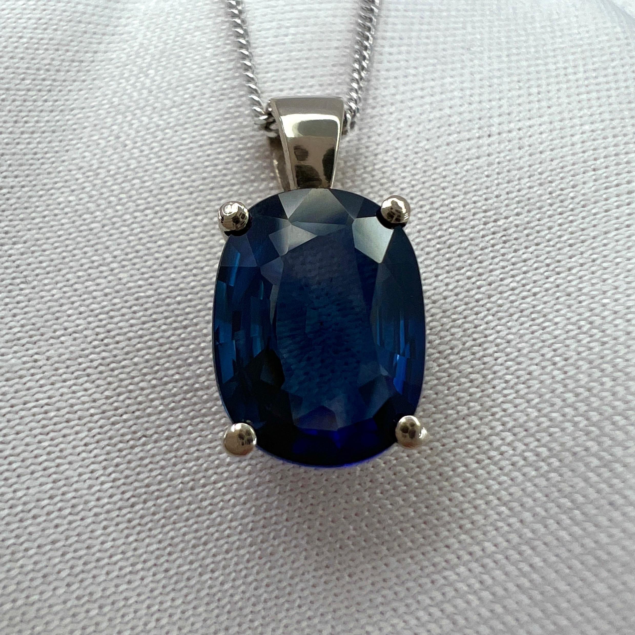 Vivid Blue Ceylon Sapphire 18k White Gold Oval Cut Solitaire Pendant Necklace.

1.85 Carat sapphire with a beautiful vivid blue colour and excellent clarity, very clean stone.

The sapphire also has a very good cushion cut, set in a fine 18k white