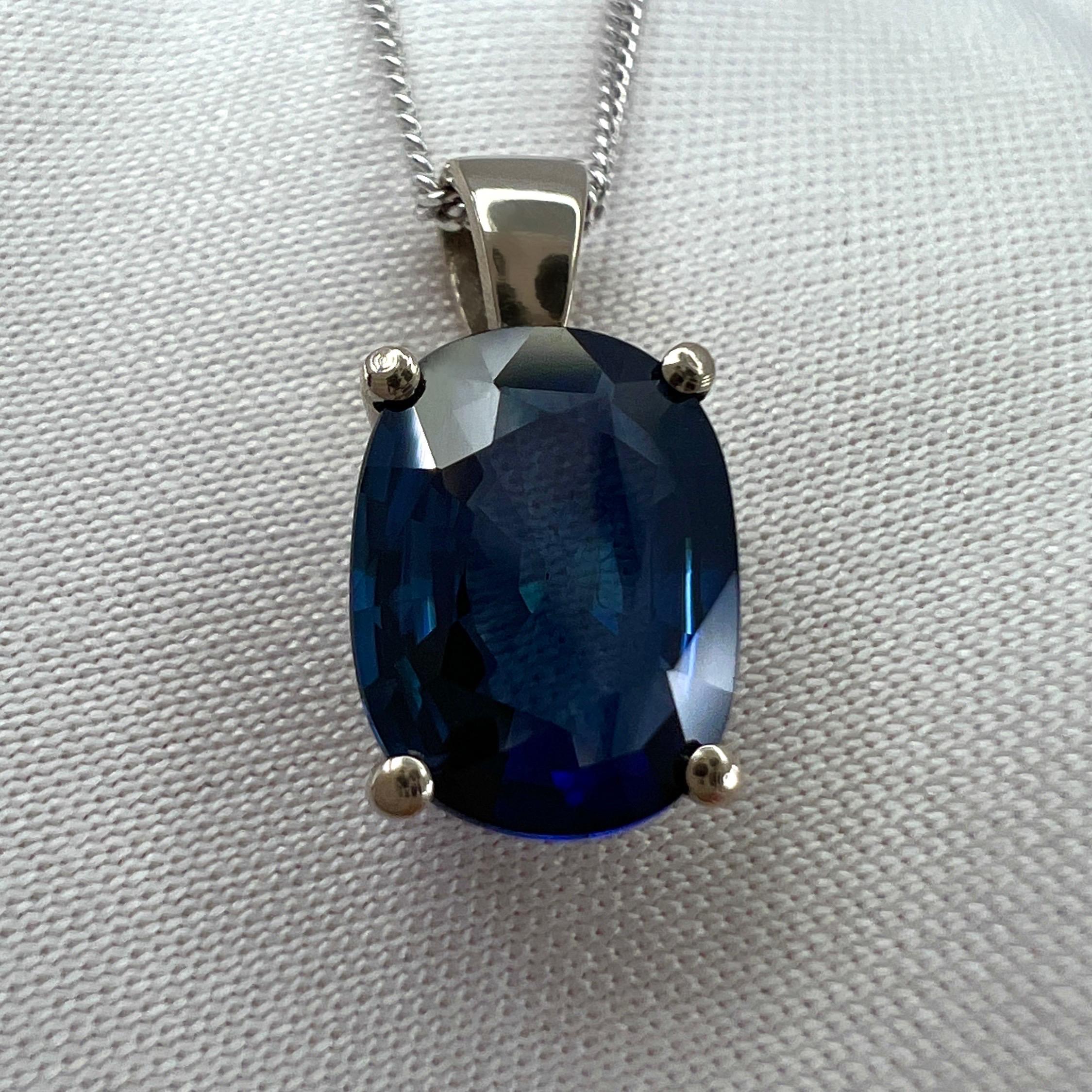 1.85ct Vivid Blue Ceylon Sapphire 18k White Gold Solitaire Pendant Necklace 1