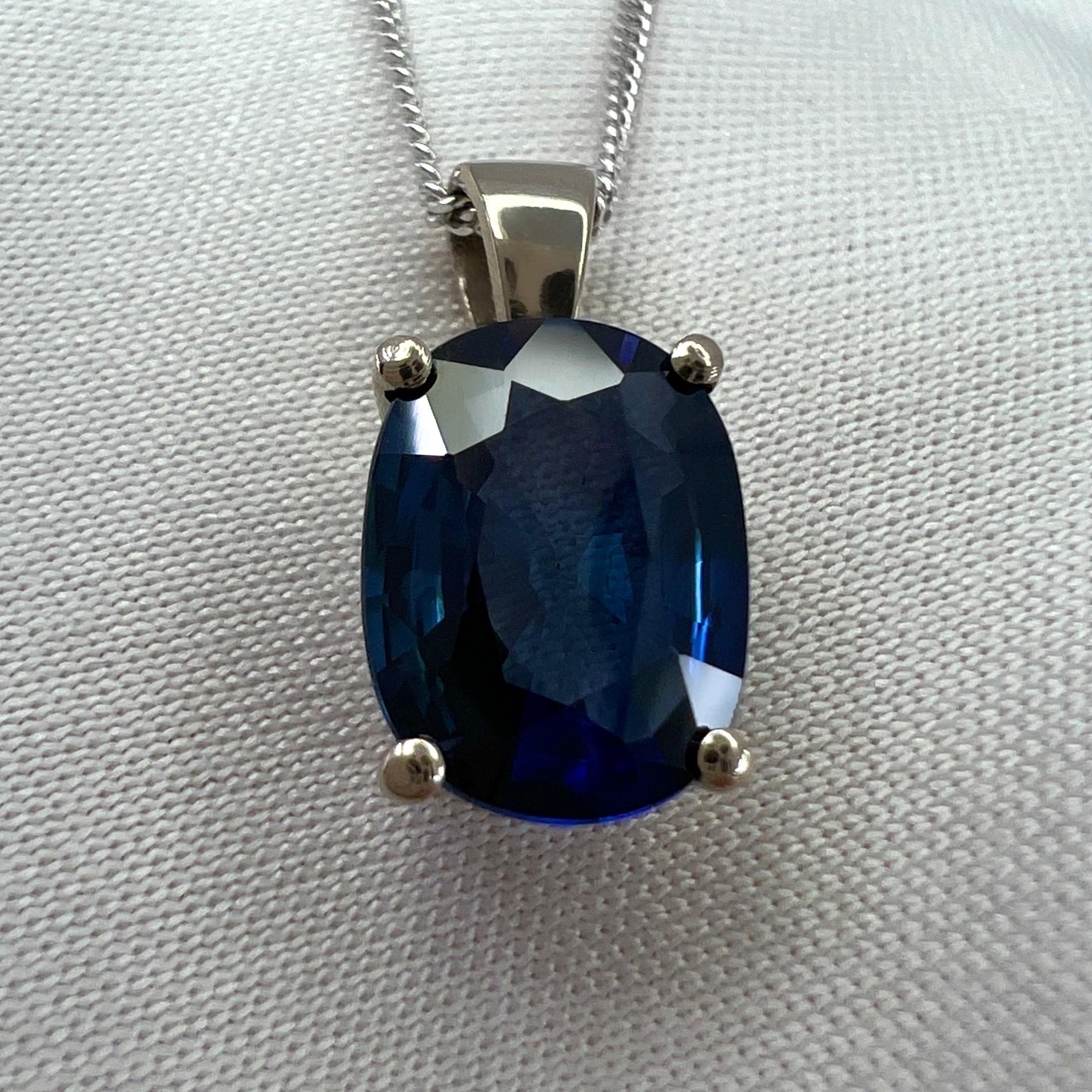 1.85ct Vivid Blue Ceylon Sapphire 18k White Gold Solitaire Pendant Necklace 2