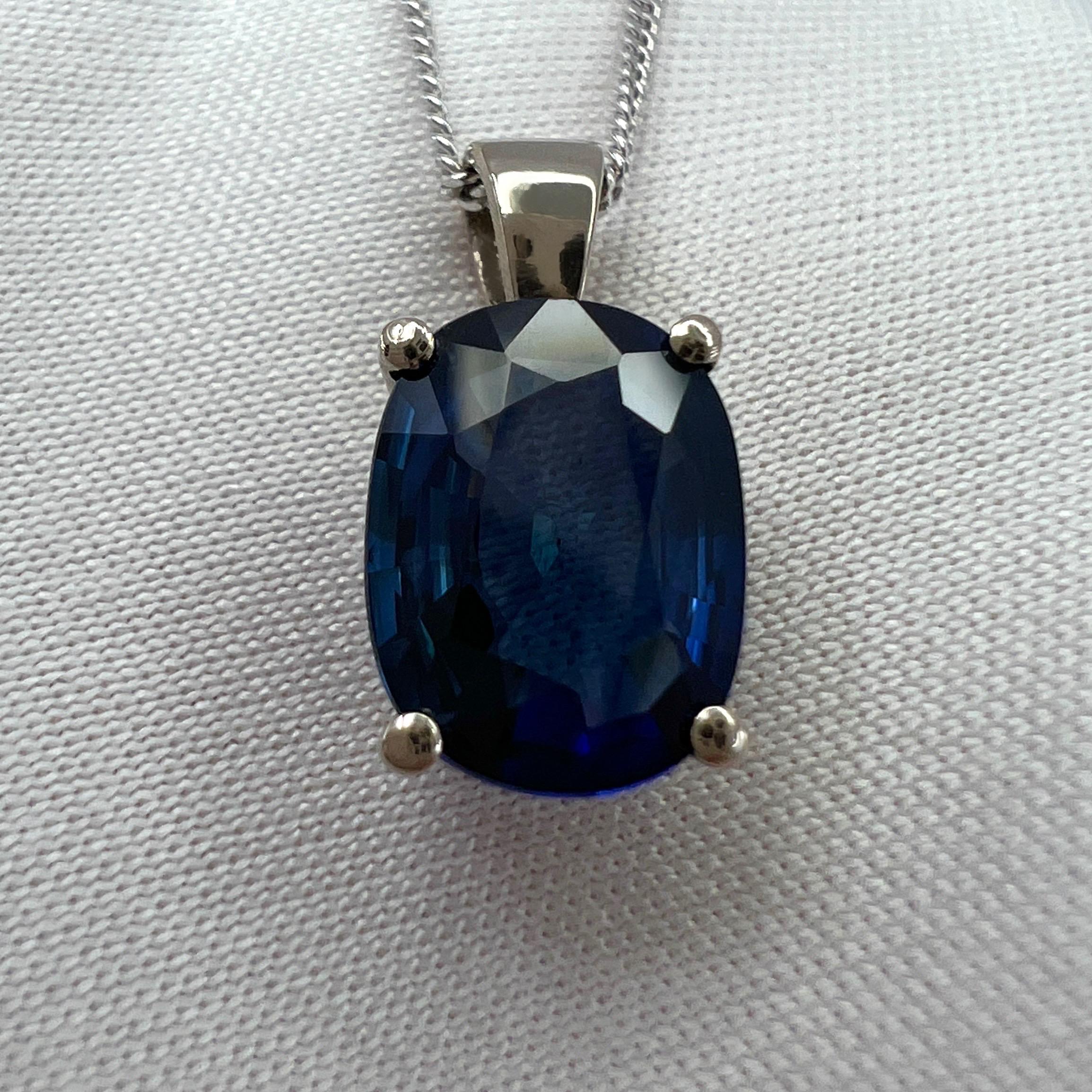1.85ct Vivid Blue Ceylon Sapphire 18k White Gold Solitaire Pendant Necklace 3