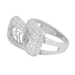 1.85cttw Pave Set Round Diamond Ladies Cocktail Ring 14k White Gold